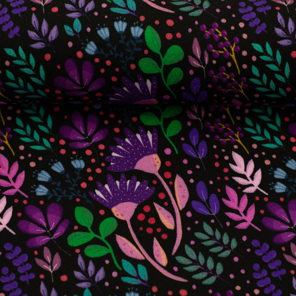 Viskose- Webware - in full bloom - by Emjo Design - schwarz